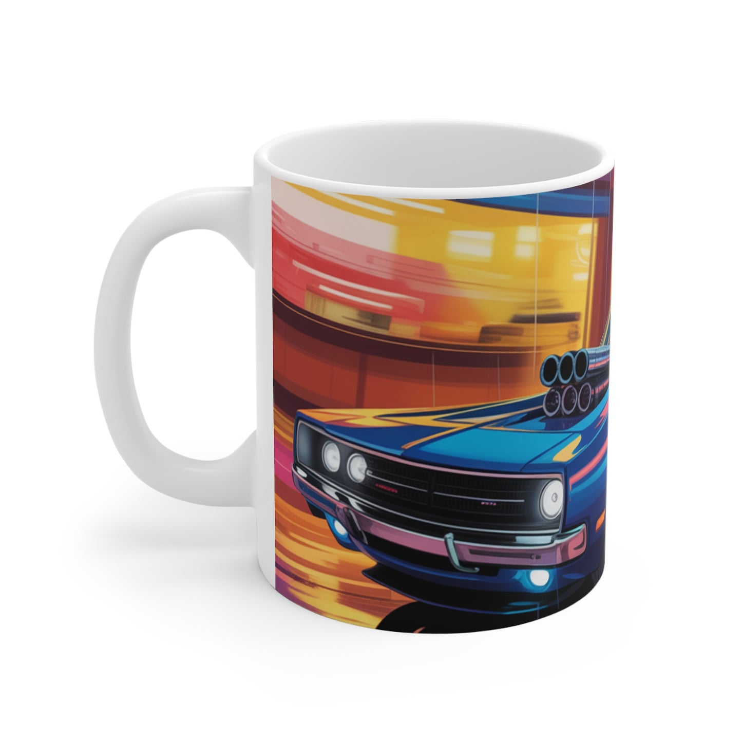 Retro Car Design 11oz Coffee Mug, Gift for Car Lovers, Vintage Vehicle Tea Cup, Cool Automotive Mug, Perfect for Birthdays