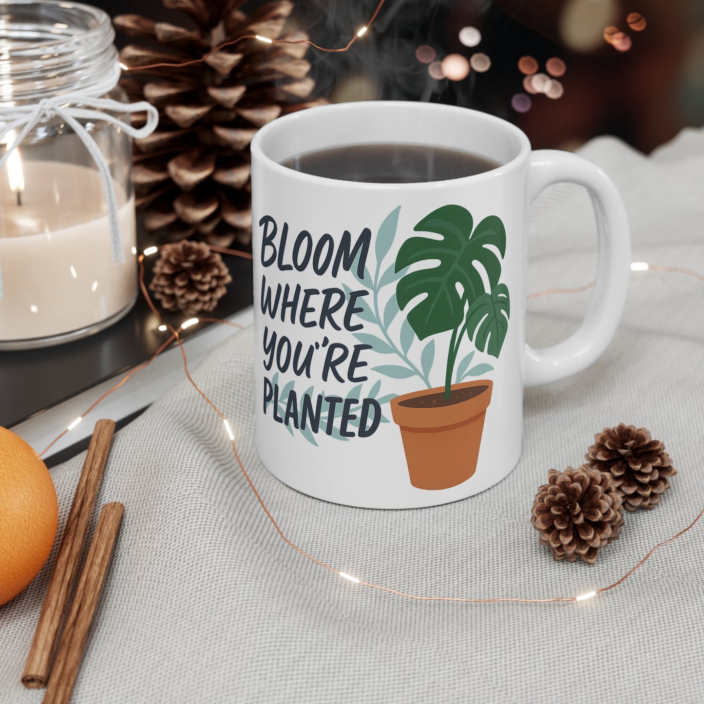 Bloom Where You're Planted Mug, Inspirational Coffee Cup, Housewarming Gift, Plant Lover's Cup, Greenery Decor, Gardening Enthusiast
