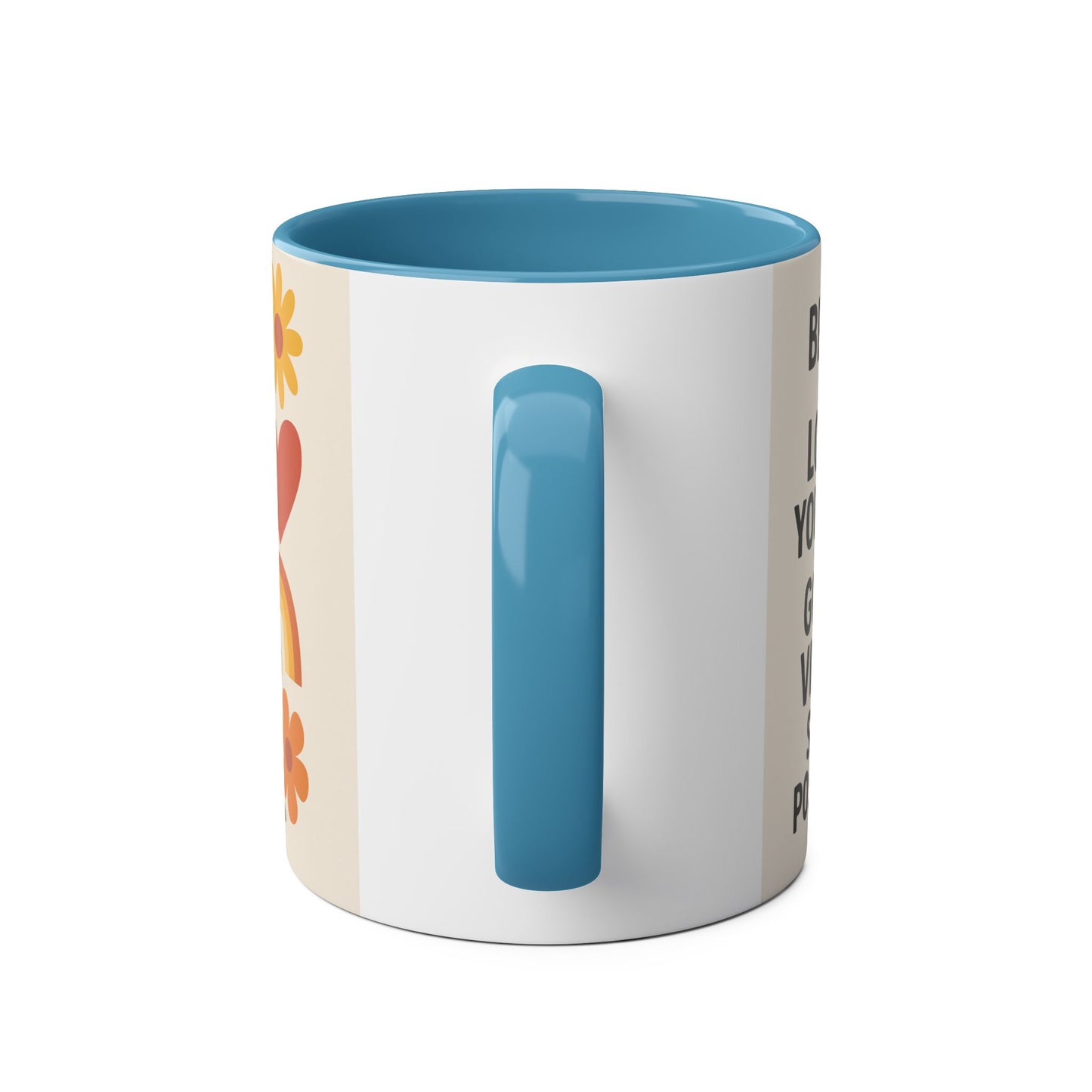 Inspirational Two-Tone Coffee Mug, Self-Love Gift, Positive Vibes Cup, Good Mood Drinkware, Motivational Office Accessory