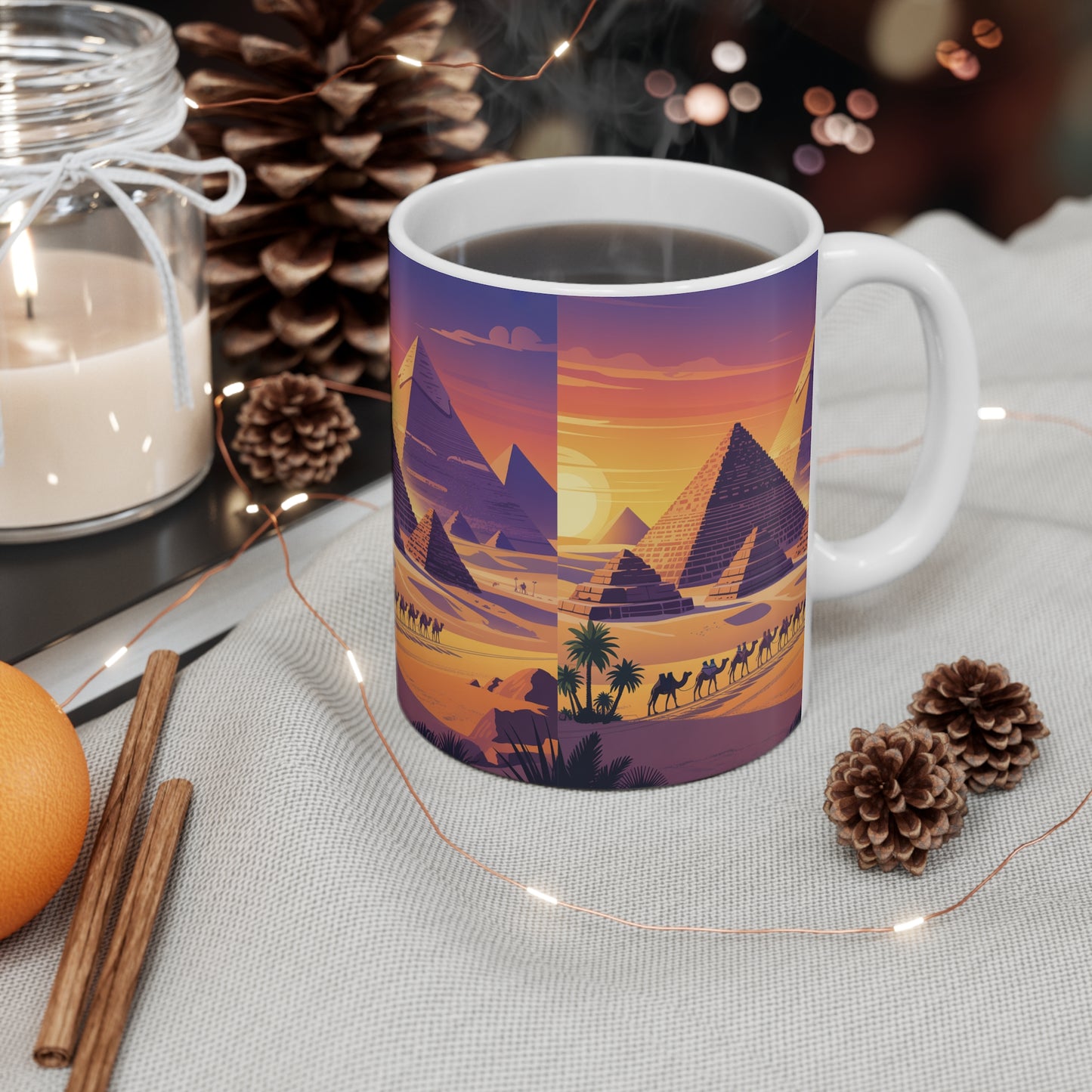 Desert Sunset Mug with Pyramid Design | Perfect Gift for Travel Lovers, Coffee Lovers, Home Decor, Office Mug, Adventure Seeker