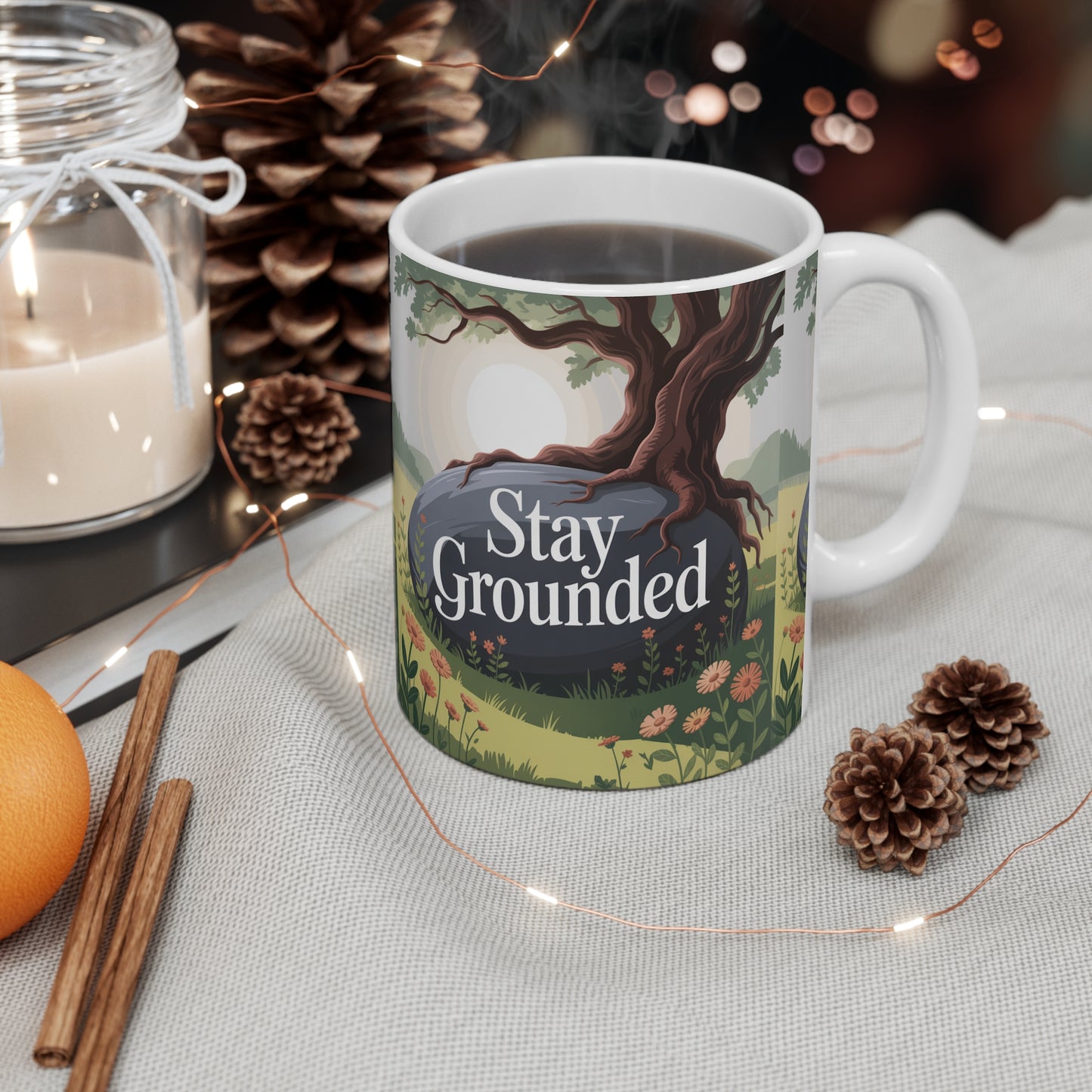 Stay Grounded Nature Mug, Inspirational Coffee Cup, Gift for Nature Lovers, Eco-Friendly Drinkware, Motivational Quote Decor