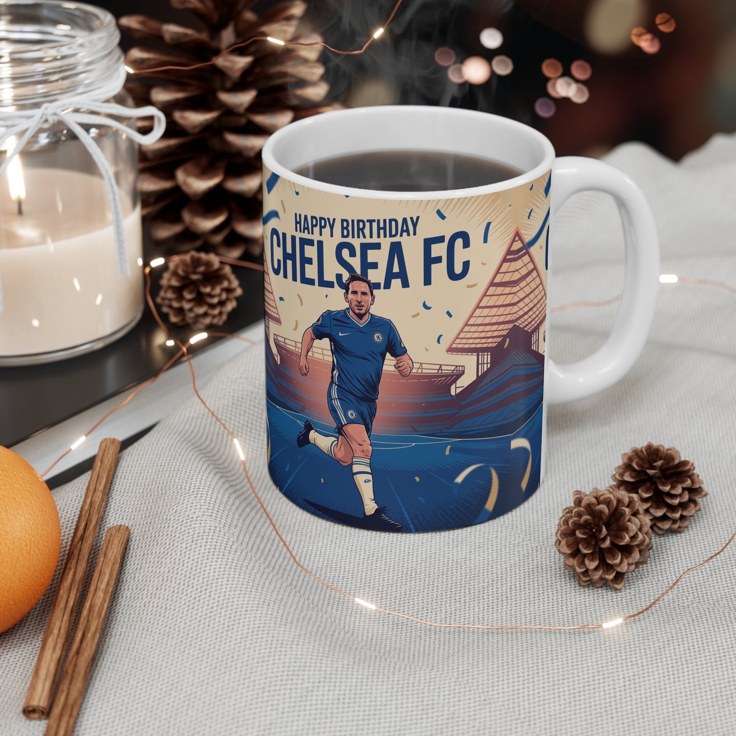 Chelsea FC Birthday Mug, Sports Fan Gift, Personalized Coffee Cup, Soccer Enthusiast Mug, Chelsea FC Merchandise