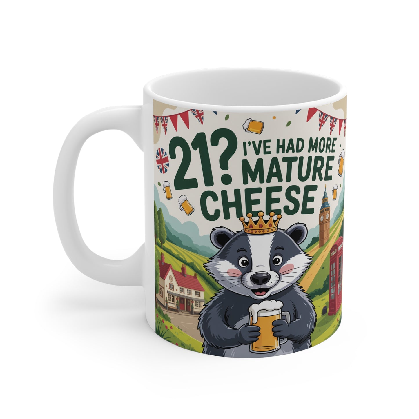 21st Birthday Badger Mug - Fun Gift for Cheese Lovers, Unique Kitchenware for Celebrations, Novelty Drinkware, Birthday Gift Idea, [...]