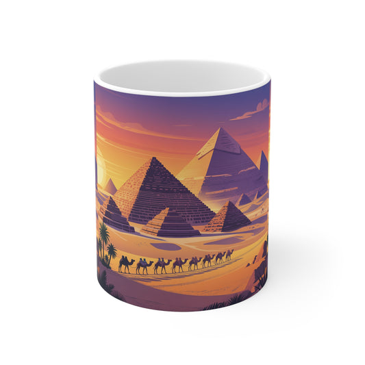 Desert Sunset Mug with Pyramid Design | Perfect Gift for Travel Lovers, Coffee Lovers, Home Decor, Office Mug, Adventure Seeker