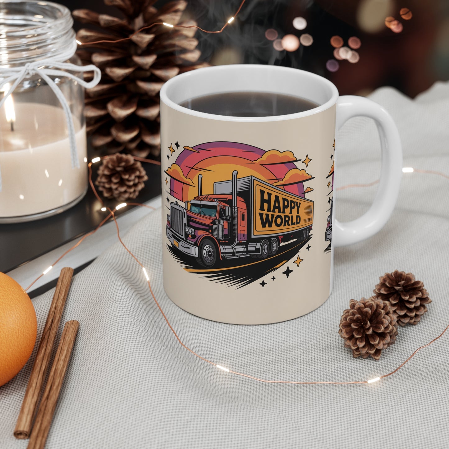 Truck Lover's Coffee Mug - Happy World Design, Gift for Truck Drivers, Travel Enthusiasts, Father's Day, Birthday, Home Decor, Unique [...]