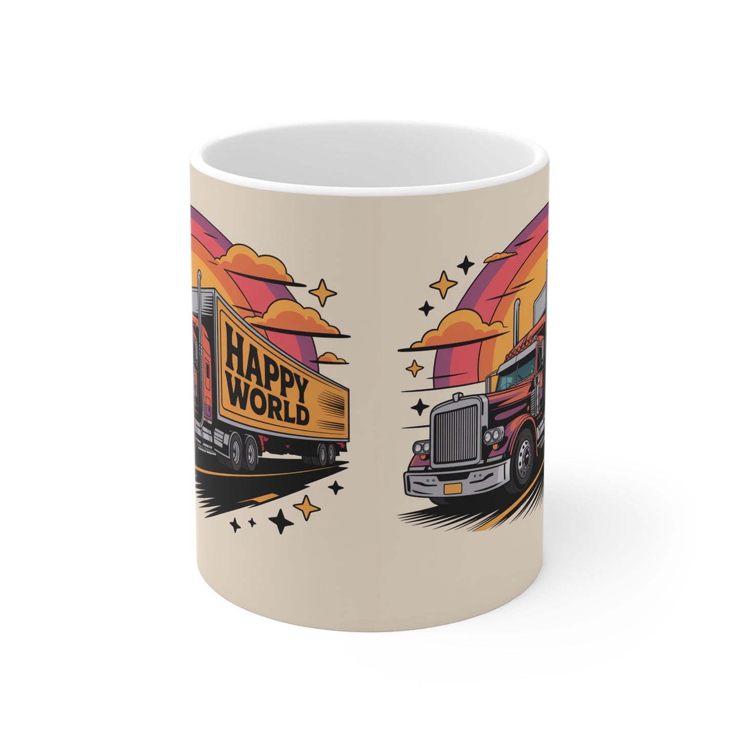 Truck Lover's Coffee Mug - Happy World Design, Gift for Truck Drivers, Travel Enthusiasts, Father's Day, Birthday, Home Decor, Unique [...]