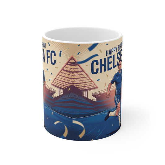 Chelsea FC Birthday Mug, Sports Fan Gift, Personalized Coffee Cup, Soccer Enthusiast Mug, Chelsea FC Merchandise