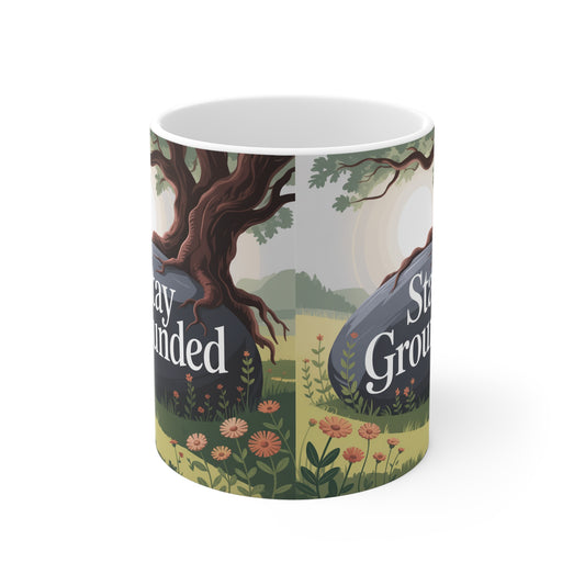 Stay Grounded Nature Mug, Inspirational Coffee Cup, Gift for Nature Lovers, Eco-Friendly Drinkware, Motivational Quote Decor
