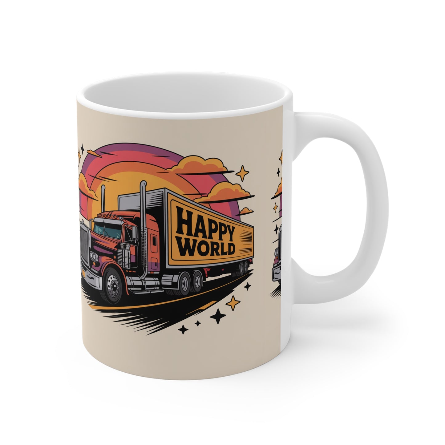 Truck Lover's Coffee Mug - Happy World Design, Gift for Truck Drivers, Travel Enthusiasts, Father's Day, Birthday, Home Decor, Unique [...]