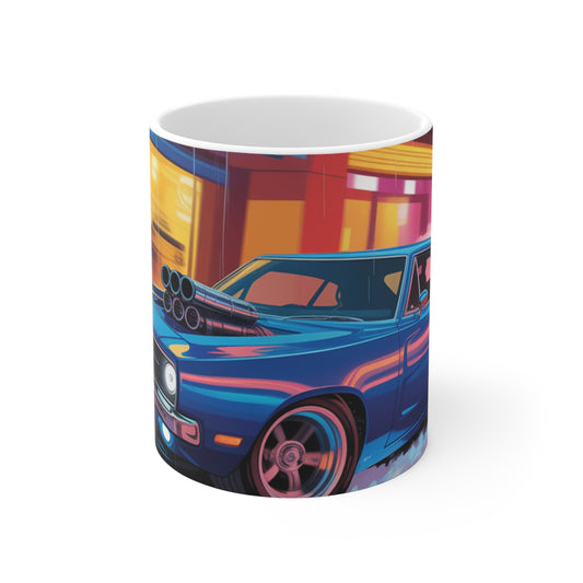 Retro Car Design 11oz Coffee Mug, Gift for Car Lovers, Vintage Vehicle Tea Cup, Cool Automotive Mug, Perfect for Birthdays
